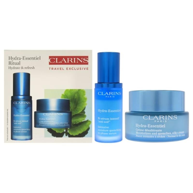 Hydra-Essentiel Experts Set by Clarins for Women - 2 Pc Set 1.7oz Moisturizing and Quench Light Cream, 1oz HydraQuench Intensive Serum