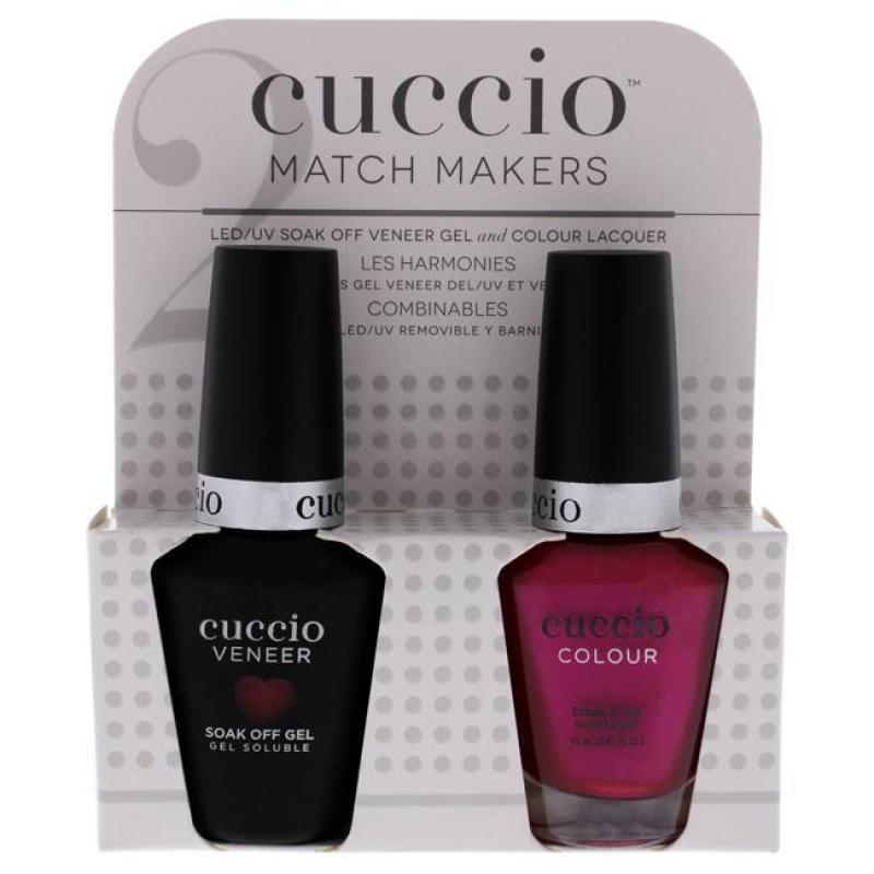 Match Makers Set - Red Lights in Amsterdam by Cuccio Colour for Women - 2 Pc 0.44oz Veneer Soak Of Gel Nail Polish, 0.43oz Colour Nail Polish