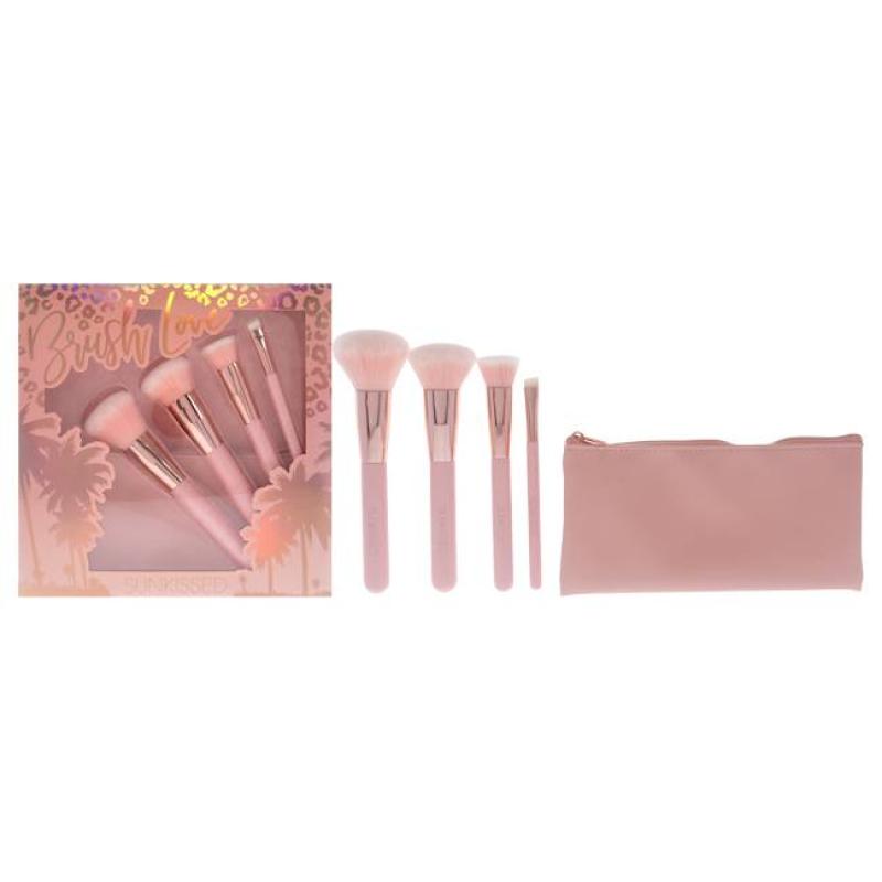 Brush Love Set by Sunkissed for Women - 5 Pc Blusher Brush, Powder Brush, Blending Brush, Eyeshadow Brush, Cosmetic Bag