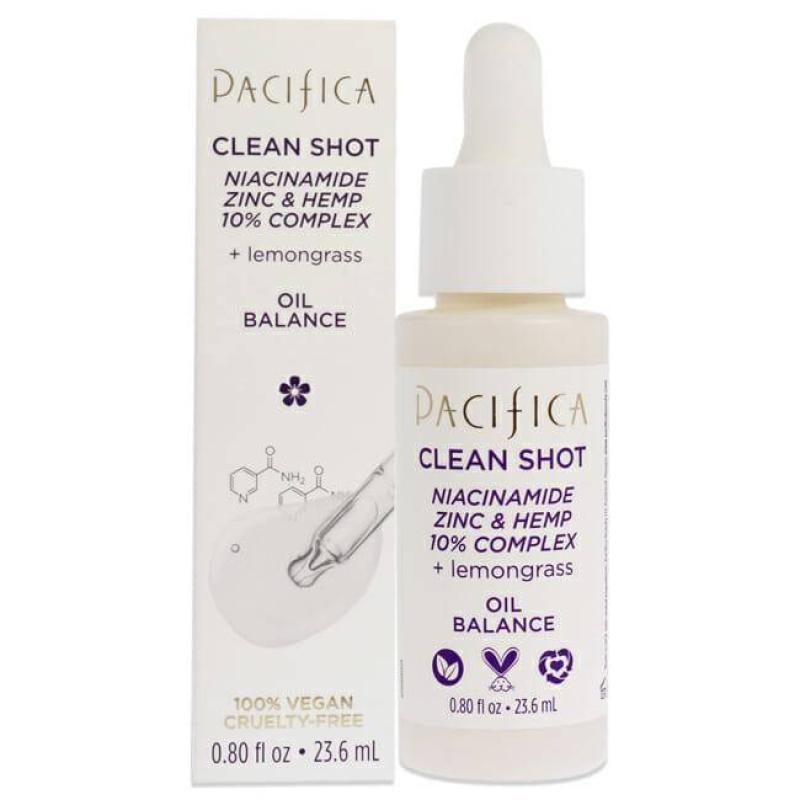 Clean Shot Niacinamide Zinc and Hemp 10 Percent Complex by Pacifica for Unisex - 0.8 oz Serum