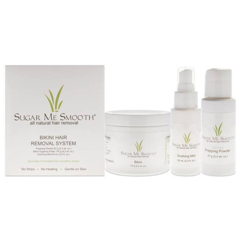 Bikni Hair Removal System Kit by Sugar Me Smooth for Unisex - 3 Pc Kit 2.4oz Prepping Powder, 2oz Soothing Mist, 6.2oz Bikni Sugaring Paste