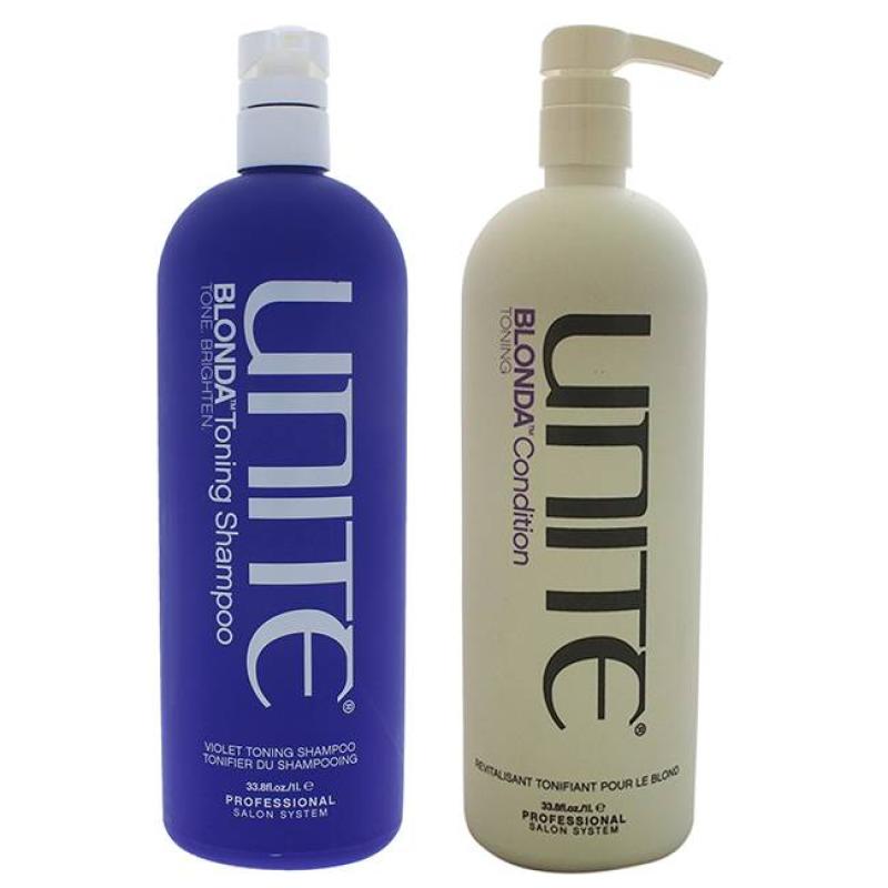 Blonda Toning Shampoo and Conditioner Kit by Unite for Unisex - 2 Pc Kit 33.8oz Shampoo, 33.8oz Conditioner