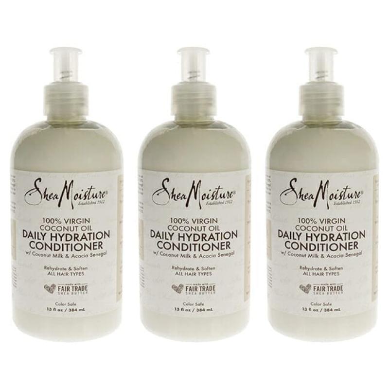 100 Percent Virgin Coconut Oil Daily Hydration Conditioner by Shea Moisture for Unisex - 13 oz Conditioner - Pack of 3