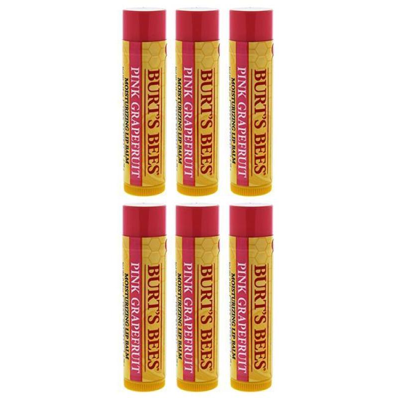 Pink Grapefruit Moisturizing Lip Balm by Burts Bees for Unisex - 0.15 oz Lip Balm - Pack of 6