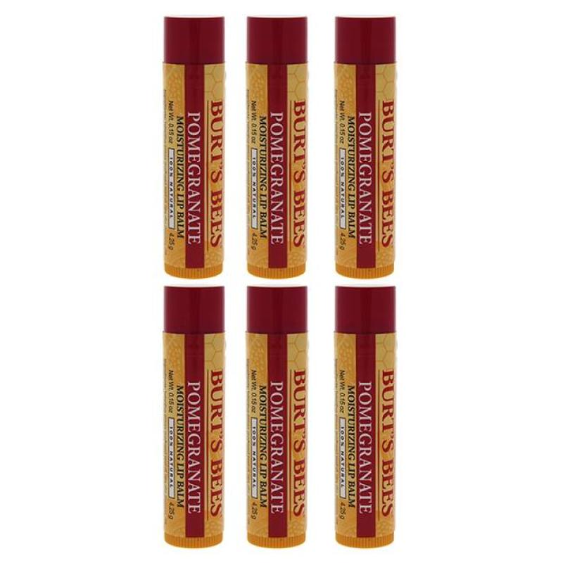 Pomegranate Moisturizing Lip Balm by Burts Bees for Unisex - 0.15 oz Lip Balm - Pack of 6