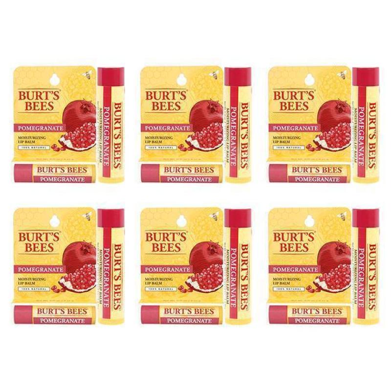 Pomegranate Moisturizing Lip Balm Blister by Burts Bees for Unisex - 0.15 oz Lip Balm - Pack of 6