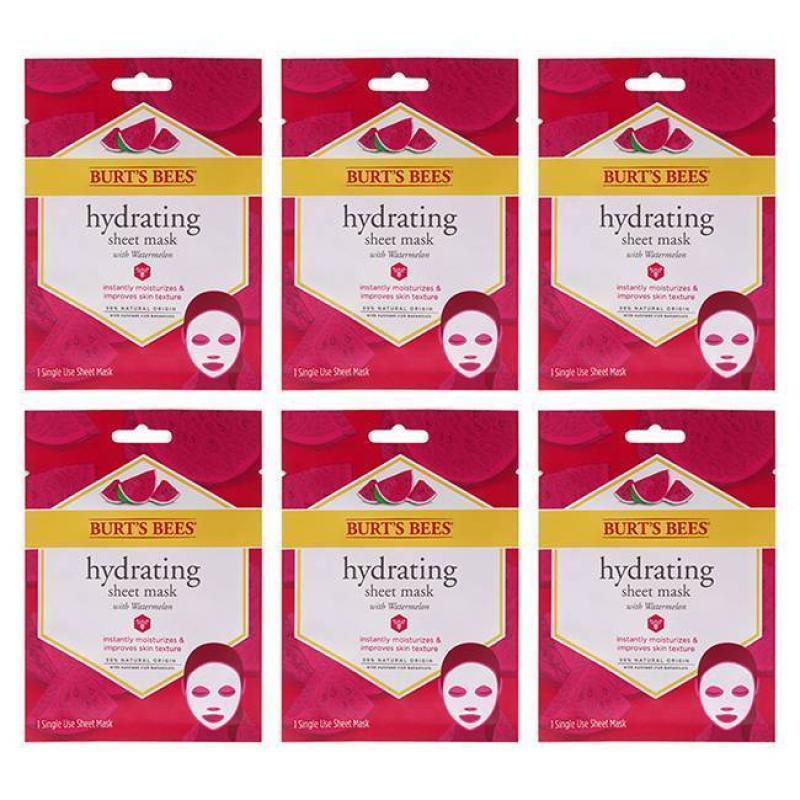 Hydrating Sheet Mask with Watermelon by Burts Bees for Women - 1 Pc Mask - Pack of 6