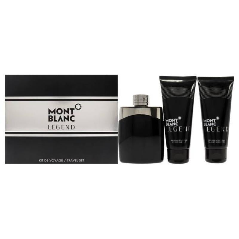 Mont Blanc Legend by Mont Blanc for Men - 3 Pc Gift Set 3.3oz EDT Spray, 3.3oz After Shave Balm, 3.3oz All-Over Shower Gel