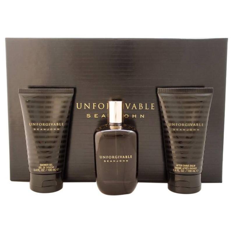 Unforgivable by Sean John for Men - 3 Pc Gift Set 4.2oz EDT Spray, 3.4oz Shower Gel, 3.4oz After Shave Balm