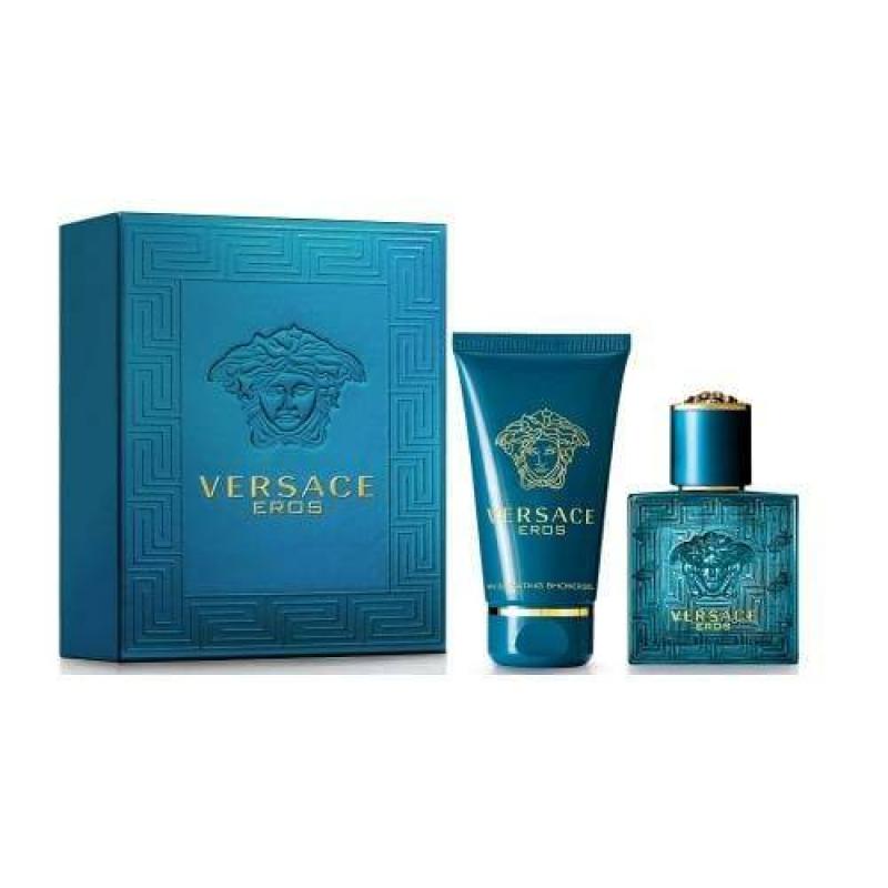 VERSACE EROS 2 PCS SET FOR MEN: 3.4 EAU DE TOILETTE SPRAY + 3.4 SHOWER GEL (TRAVEL SET)