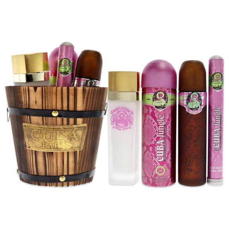 Cuba Jungle Snake by Cuba for Women - 4 Pc Gift Set 3.3oz EDP Spray, 1.7oz EDP Spray, 6.6oz Body Spray, 4oz Body Lotion