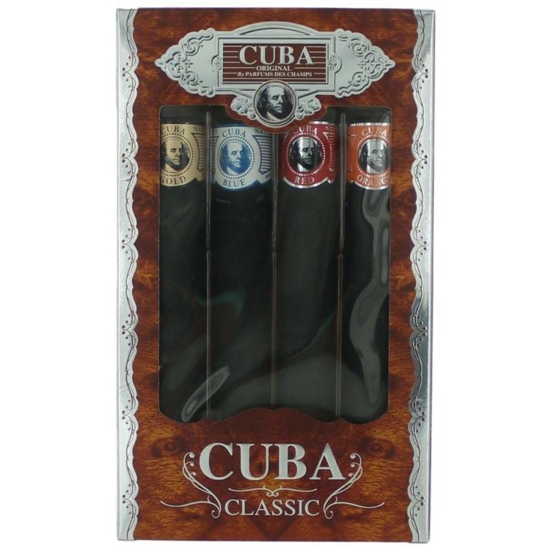 Cuba Classic By Cuba, 4 Piece Gift Set For Men With Orange, Red, Blue &amp; Gold