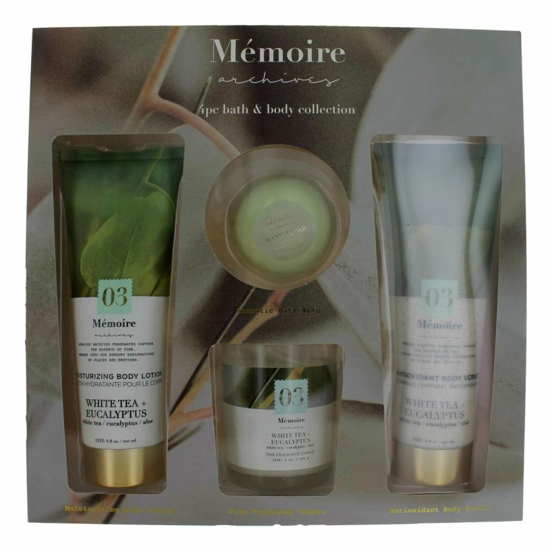 White Tea + Eucalyptus By Memoire Archives, 4 Piece Bath &amp; Body Set For Unisex