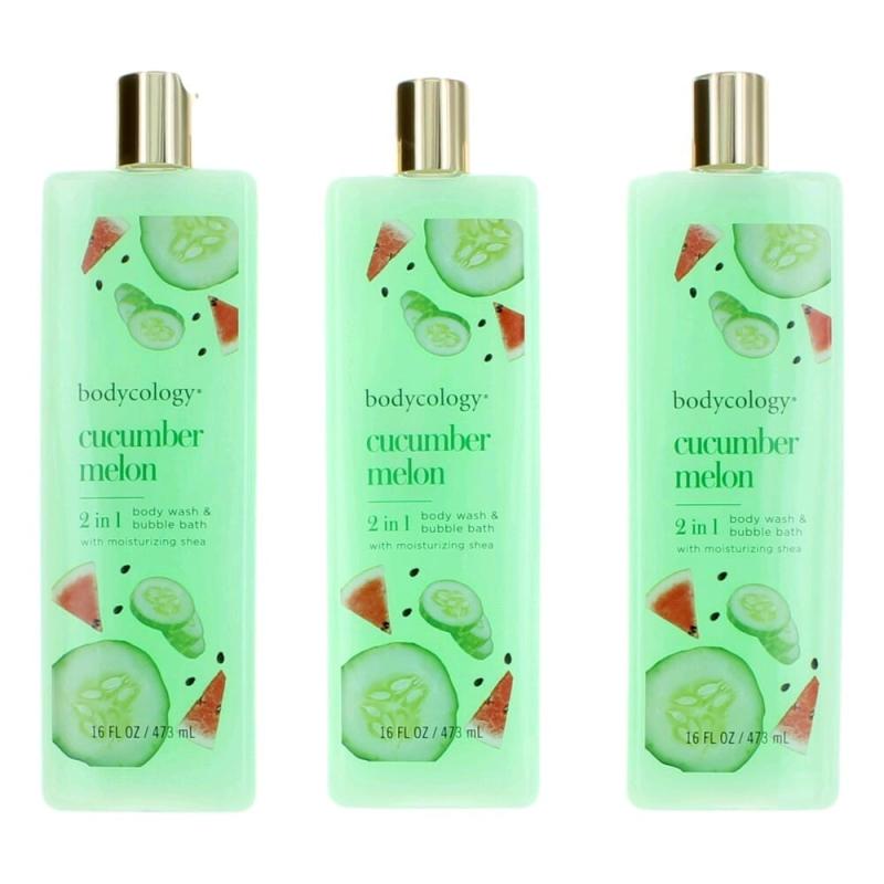 Cucumber Melon By Bodycology, 3 Pack 16 Oz 2 In 1 Body Wash &amp; Bubble Bath For Women