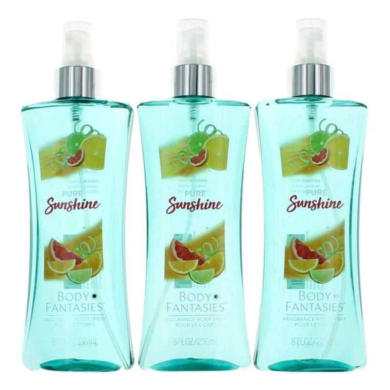 Pure Sunshine By Body Fantasies, 3 Pack 8 Oz Fragrance Body Spray For Women