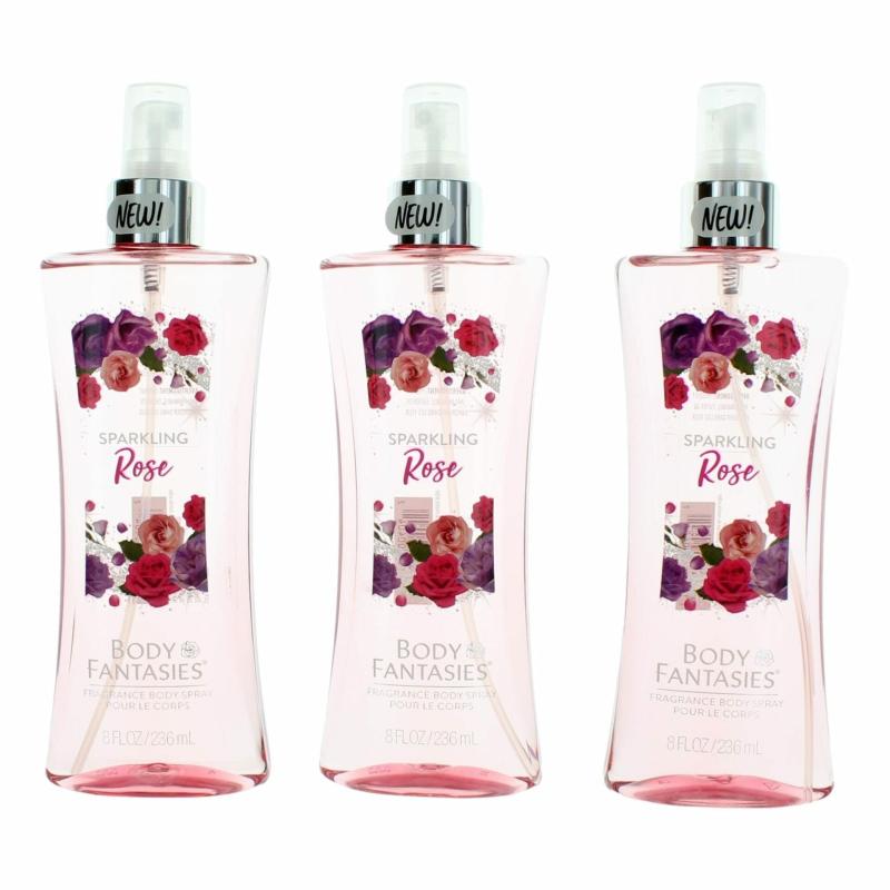 Sparkling Roses By Body Fantasies, 3 Pack 8 Oz Fragrance Body Spray For Women