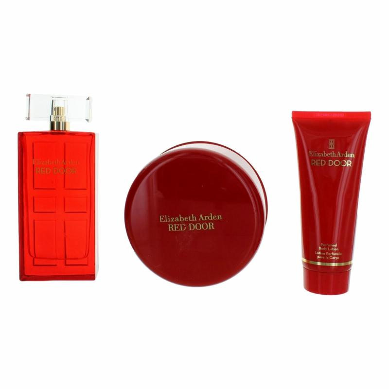 Red Door By Elizabeth Arden, 3 Piece Gift Set For Women With Powder