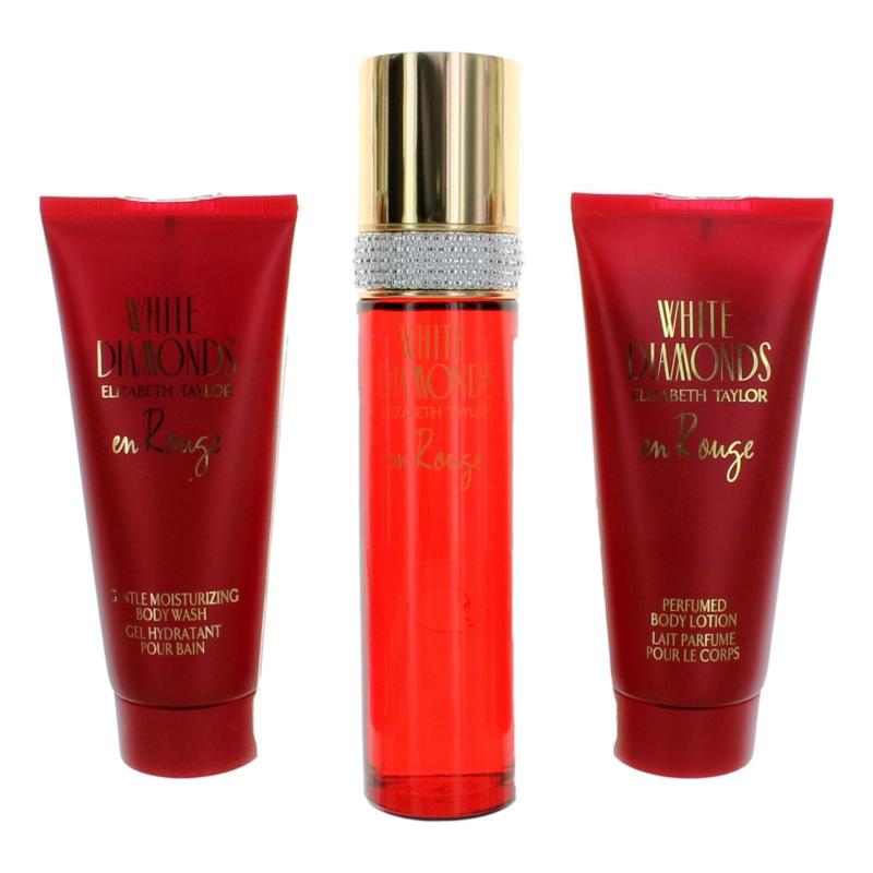 White Diamonds En Rouge By Elizabeth Taylor, 3 Piece Gift Set For Women