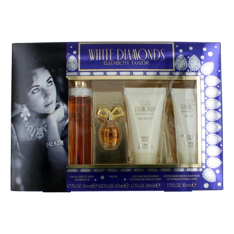 White Diamonds By Elizabeth Taylor, 4 Piece Gift Set For Women (With 1.7 Oz)