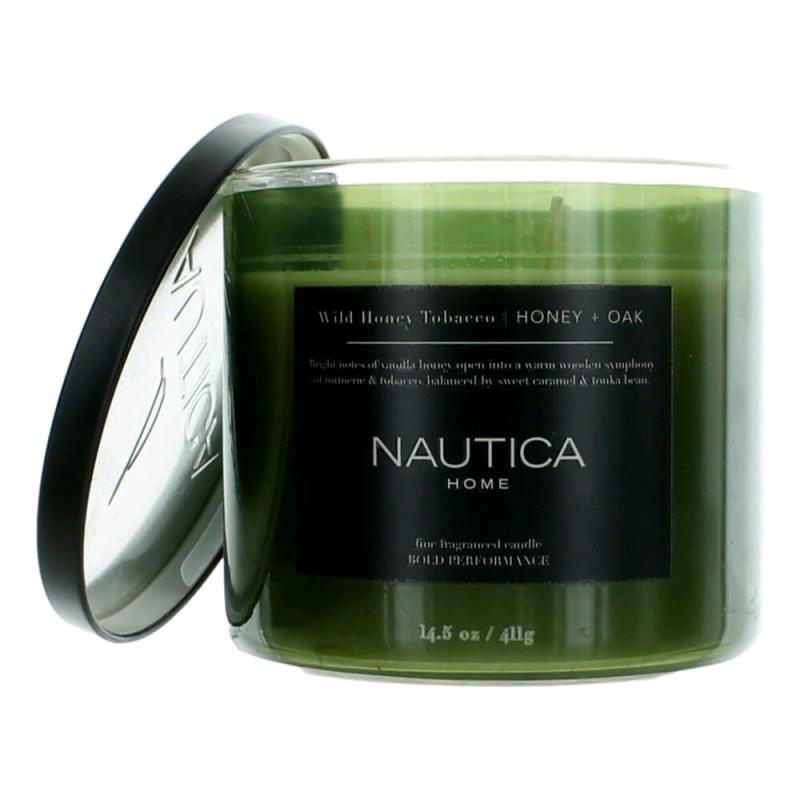 Nautica 14.5 Oz Soy Wax Blend 3 Wick Candle - Wild Honey Tobacco Honey &amp; Oak