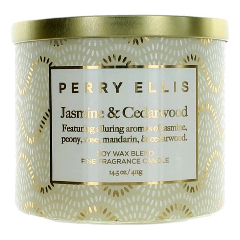 Perry Ellis 14.5 Oz Soy Wax Blend 3 Wick Candle - Jasmine &amp; Cedarwood